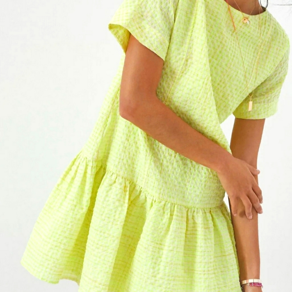 Anthropologie  NEW Corey Lynn Calter  Textured Ruffle Dress XL Yellow